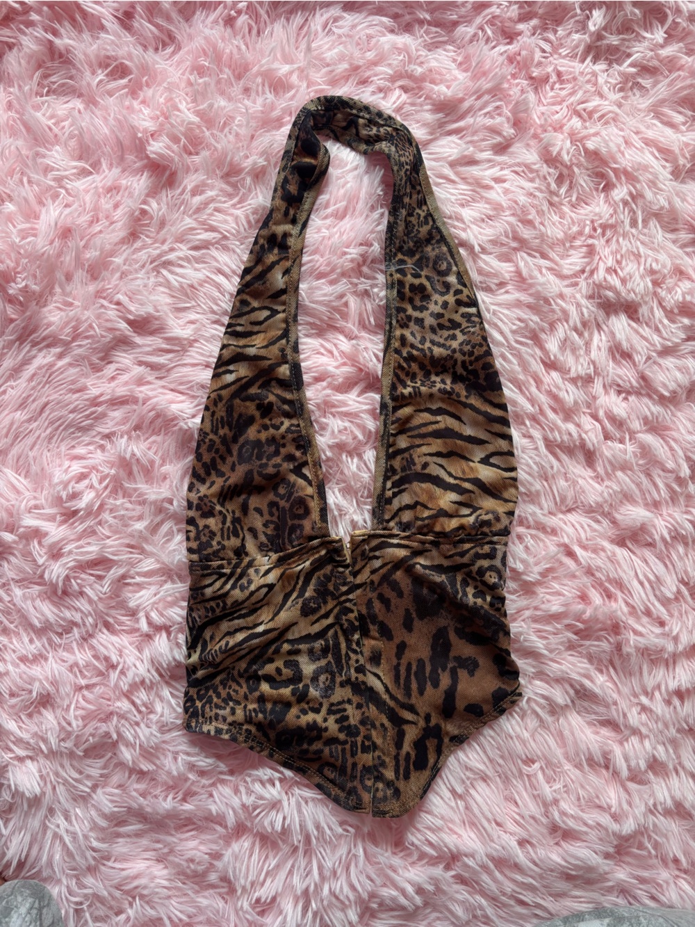 FREE WITH BUNDLE SHEIN Brown & Black Animal Print Top